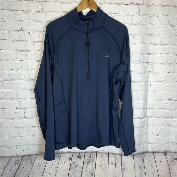LL Bean Men's Midweight Base Layer 1/4 Zip Size XXL Item 504943 - Picture 1 of 6